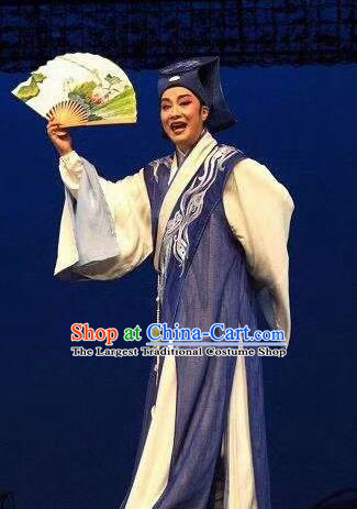 Traditional China Beijing Opera Costume Gifted Scholar Embroidered Robe and Hat Ancient Chinese Peking Opera Embroidery Clothing