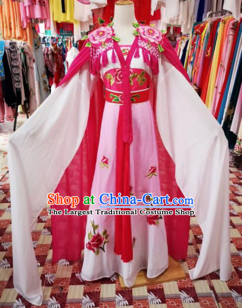 Chinese Traditional Beijing Opera Princess Rosy Hanfu Dress Peking Opera Diva Costume for Adults