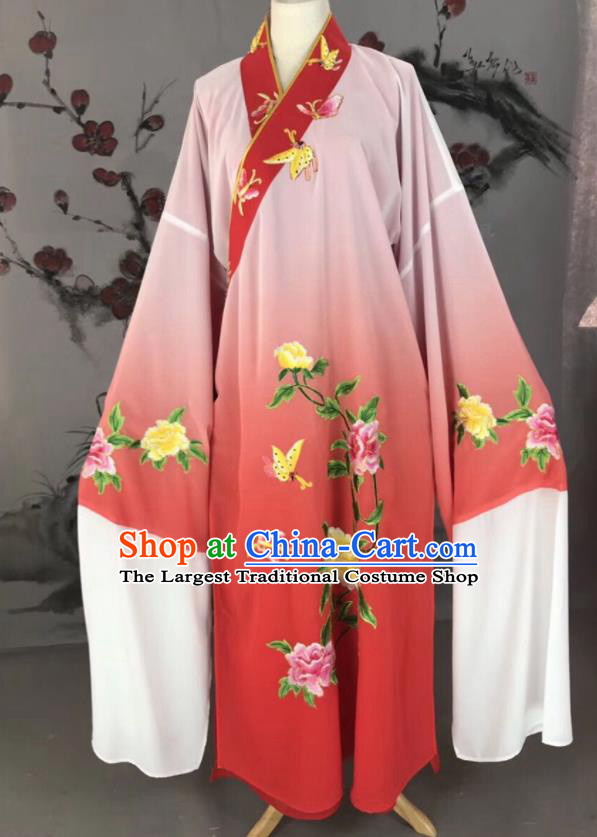 Chinese Traditional Beijing Opera Scholar Costume Peking Opera Niche Red Embroidered Robe for Adults