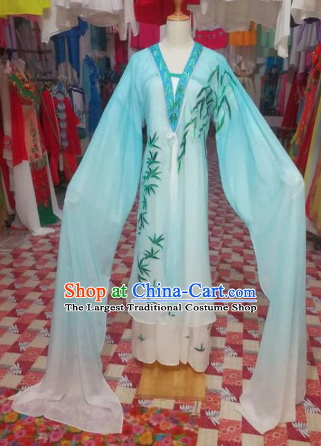 Chinese Traditional Beijing Opera Diva Embroidered Costume Blue Dress for Adults