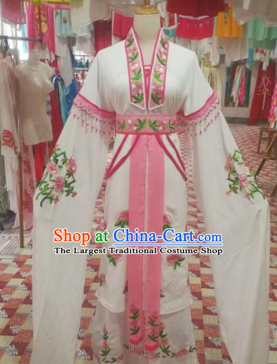 Chinese Traditional Beijing Opera Diva Costume Princess White Hanfu Dress for Adults