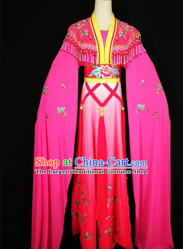 Chinese Traditional Beijing Opera Actress Costume Princess Embroidered Rosy Hanfu Dress for Adults