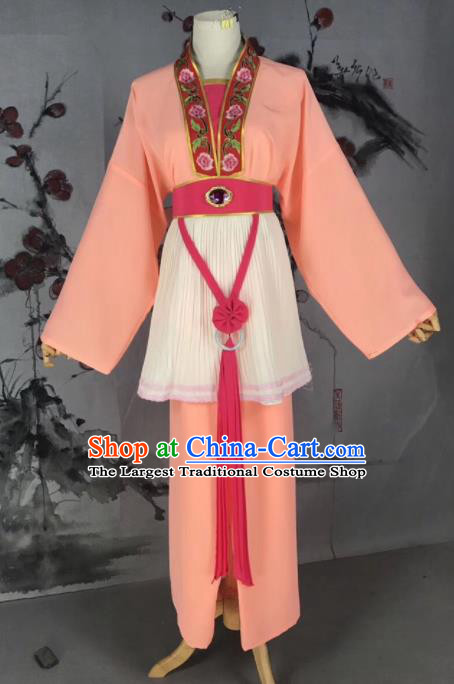 Chinese Traditional Beijing Opera Mui Tsai Costume Servant Girl Orange Clothing for Poor