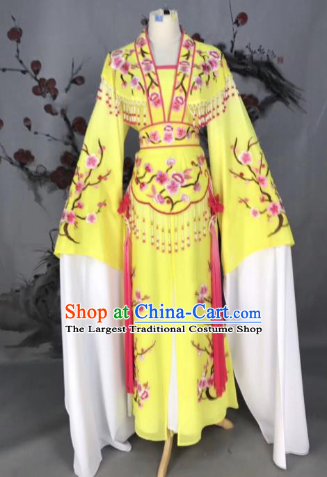 Chinese Traditional Beijing Opera Yellow Embroidered Dress Peking Opera Actress Costume for Rich