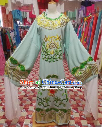 Chinese Traditional Beijing Opera Scholar Costume Peking Opera Prince Embroidered Green Robe for Adults