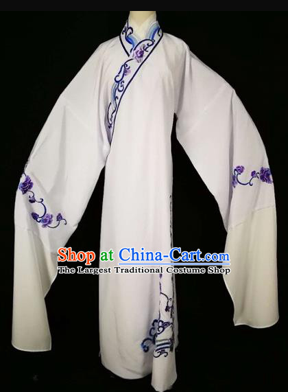 Chinese Traditional Beijing Opera Scholar White Robe Peking Opera Niche Costume for Adults