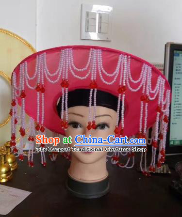 Chinese Traditional Beijing Opera Fishing Lady Red Hat Peking Opera Drakan Headwear for Adults