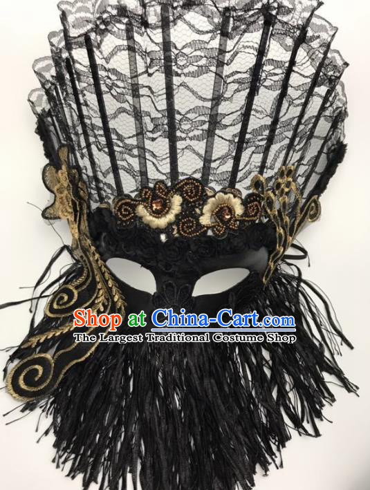 Top Halloween Accessories Brazilian Carnival Catwalks Black Lace Tassel Face Masks for Women