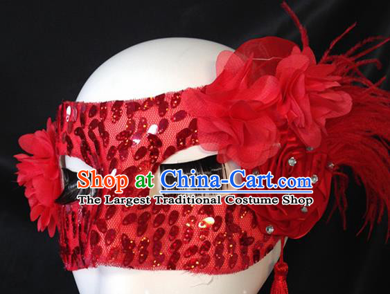 Top Halloween Accessories Brazilian Carnival Catwalks Red Feather Face Masks for Women