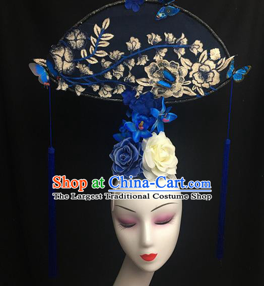 Chinese Stage Show Peony Flowers Hair Accessories Traditional Catwalks Palace Headdress for Women
