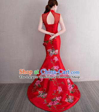 Chinese Traditional Elegant Qipao Dress Classical Costume Red Mermaid Cheongsam for Women
