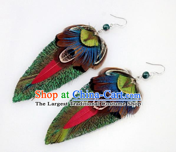 Top Halloween Dance Ear Accessories Carnival Catwalks Feather Earrings for Women