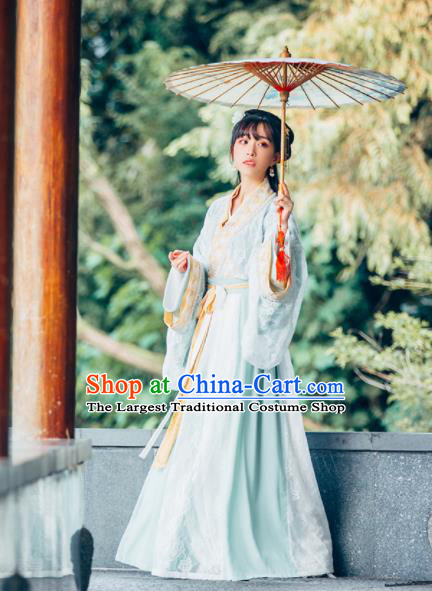 Traditional Chinese Jin Dynasty Princess Embroidered Historical Costumes Ancient Hanfu Dress for Women