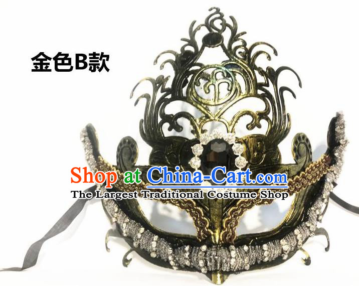 Top Halloween Cosplay Fancy Dress Ball Crystal Golden Masks Brazilian Carnival Catwalks Face Mask for Women