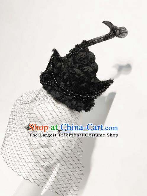 Top Halloween Stage Show Hair Accessories Brazilian Carnival Catwalks Black Flowers Swan Headdress for Women