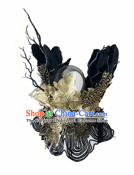 Top Fancy Dress Ball Golden Lace Feather Masks Brazilian Carnival Halloween Cosplay Face Mask for Women