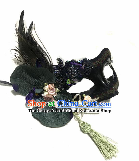 Top Fancy Dress Ball Black Feather Lotus Masks Brazilian Carnival Halloween Cosplay Face Mask for Women