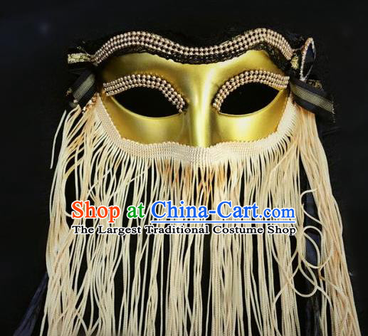 Top Fancy Dress Ball Golden Tassel Masks Brazilian Carnival Halloween Cosplay Face Mask for Women
