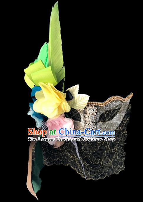 Top Fancy Dress Ball Feather Flowers Masks Brazilian Carnival Halloween Cosplay Face Mask for Women