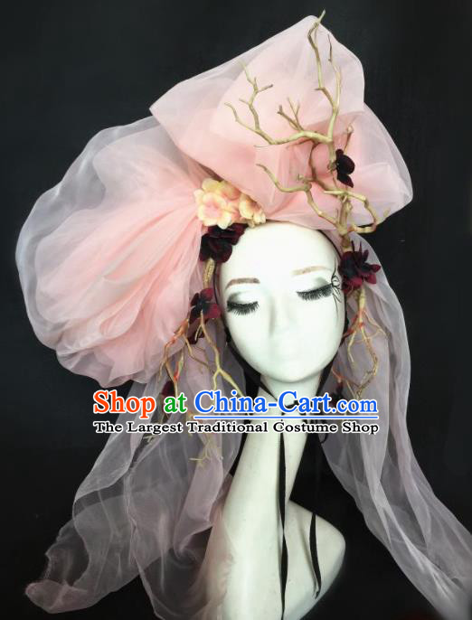 Top Halloween Stage Show Pink Veil Hair Accessories Brazilian Carnival Catwalks Headdress for Women
