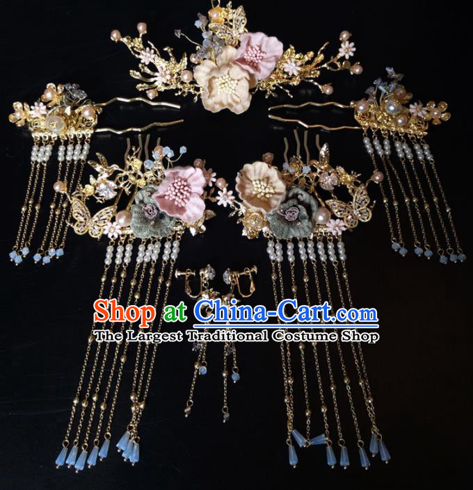 Top Chinese Traditional Hair Accessories Classical Wedding Hairpins Tassel Hair Combs Headdress for Women