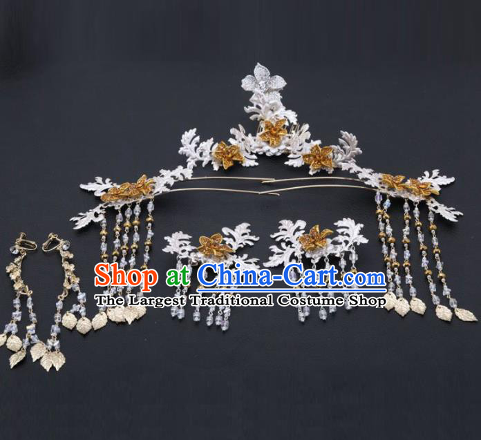 Top Chinese Traditional Wedding Phoenix Coronet Hair Accessories Ancient Palace Hairpins Complete Set for Women