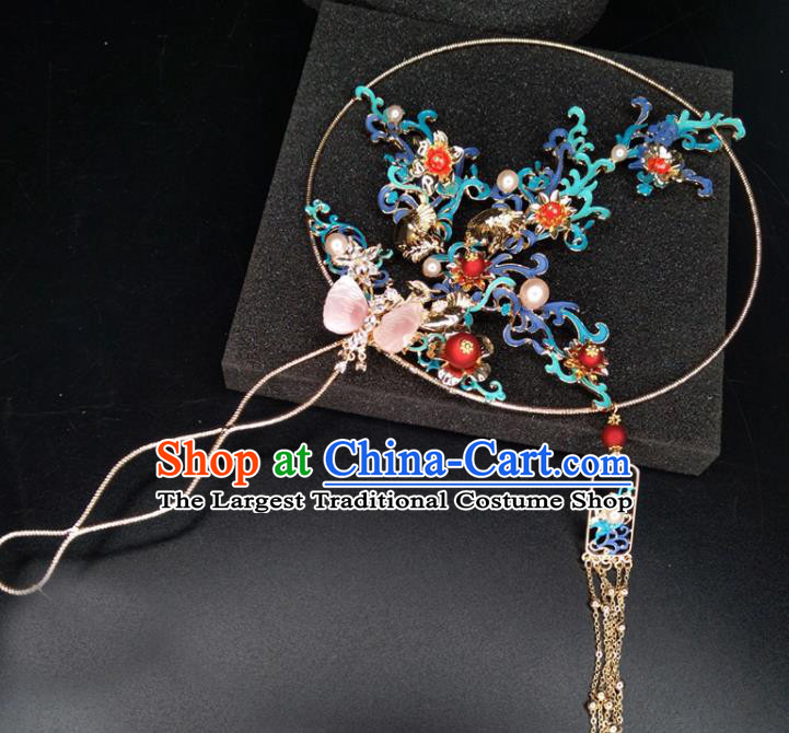 Chinese Traditional Wedding Accessories Classical Bride Cloisonne Palace Fans for Women