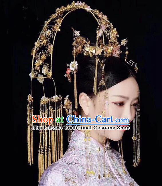 Top Chinese Traditional Hair Accessories Ancient Wedding Phoenix Coronet Palace Hairpins Complete Set for Women