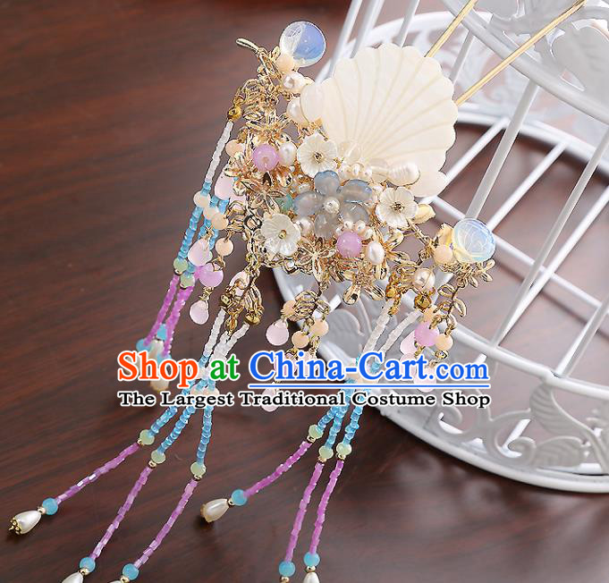 Top Chinese Traditional Hair Accessories Ancient Classical Palace Shell Hairpins for Women