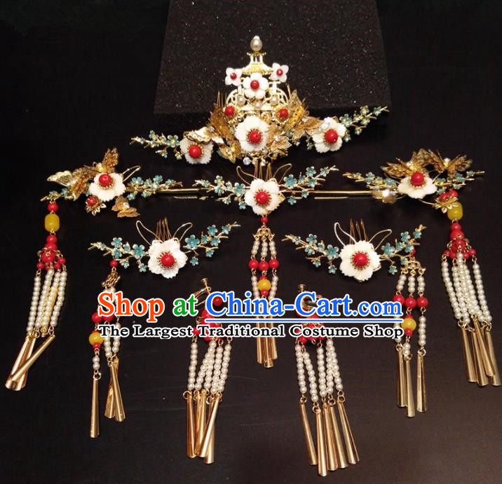 Top Chinese Ancient Traditional Hair Accessories Wedding Phoenix Coronet Hairpins Complete Set for Women
