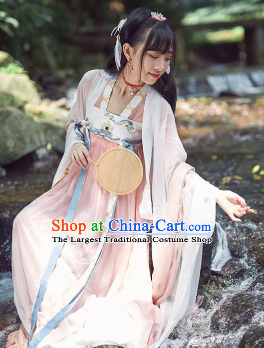 Chinese Ancient Drama Peri Goddess Hanfu Dress Traditional Tang Dynasty Palace Princess Replica Costumes for Women