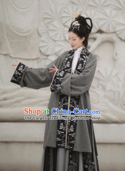 Chinese Ancient Drama Nobility Lady Hanfu Dress Traditional Jin Dynasty Poetess Xie Daoyun Replica Costumes for Women