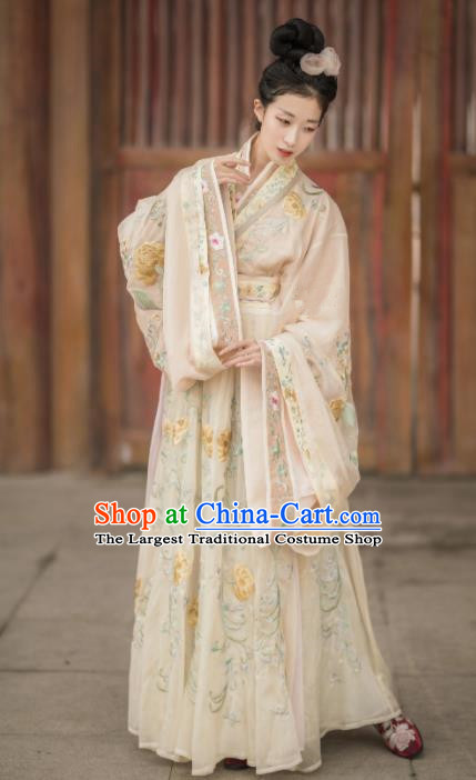 Chinese Ancient Imperial Consort Hanfu Dress Traditional Tang Dynasty Palace Lady Embroidered Replica Costumes for Women