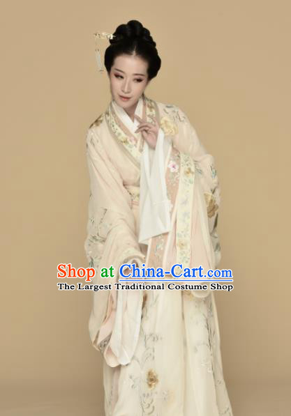 Chinese Ancient Princess Hanfu Dress Traditional Jin Dynasty Palace Lady Embroidered Replica Costumes for Women