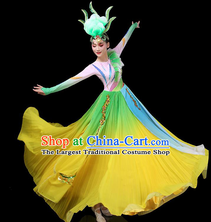 Top Grade Stage Show Costumes Group Dance Modern Dance Chorus Yellow Dress for Women