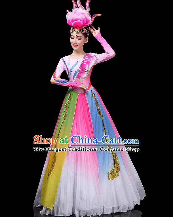 Top Grade Stage Show Costumes Group Dance Modern Dance Chorus Pink Dress for Women