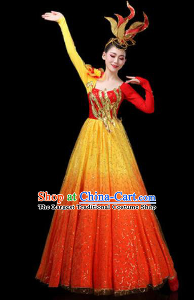 Top Grade Chorus Stage Show Costumes Group Dance Modern Dance Red Dress for Women