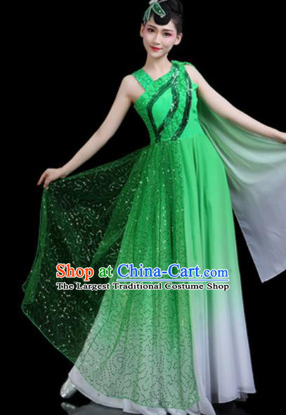 Top Grade Chorus Stage Show Costumes Group Dance Modern Dance Green Dress for Women