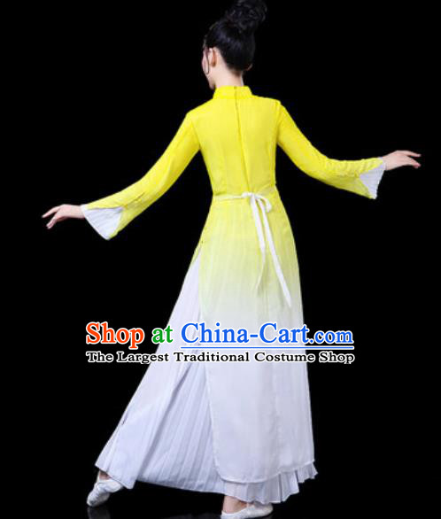 Chinese Traditional Classical Dance Costumes Umbrella Dance Group Dance Yellow Dress for Women