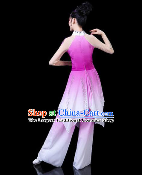 Chinese Classical Dance Costumes Traditional Umbrella Dance Purple Dress for Women