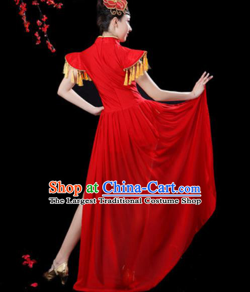 Chinese Traditional Folk Dance Yangko Dance Costumes Drum Dance Red Clothing for Women