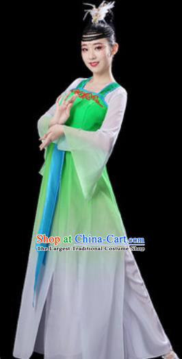 Chinese Classical Dance Umbrella Dance Green Dress Traditional Chorus Costumes for Women
