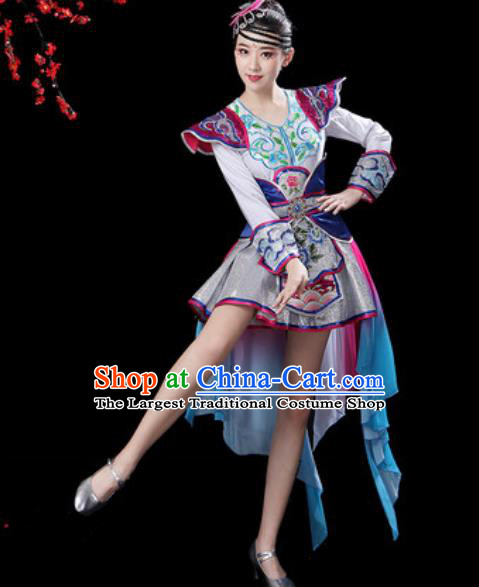 Chinese Ethnic Costumes Traditional Mongolian Nationality Folk Dance Short Dress for Women