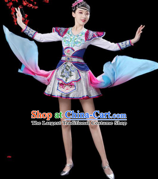 Chinese Ethnic Costumes Traditional Mongolian Nationality Folk Dance Short Dress for Women