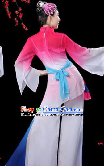 Chinese Folk Dance Yangko Dance Costumes Traditional Drum Dance Fan Dance Rosy Clothing for Women