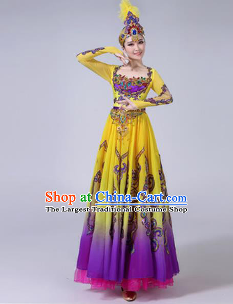 Chinese Ethnic Costumes Traditional Mongolian Nationality Folk Dance Pleated Dress for Women