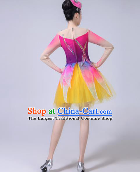 Top Grade Modern Dance Stage Show Costumes Chorus Group Dance Rosy Dress for Women