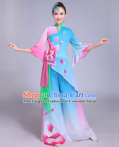 Chinese Traditional Yangko Dance Group Dance Costumes Folk Dance Fan Dance Clothing for Women