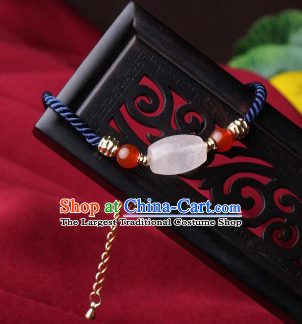 Chinese Traditional Jewelry Accessories National Hanfu Rose Chalcedony Bracelet for Women