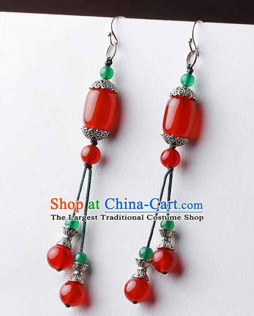 Chinese Traditional Agate Ear Jewelry Accessories National Hanfu Earrings for Women